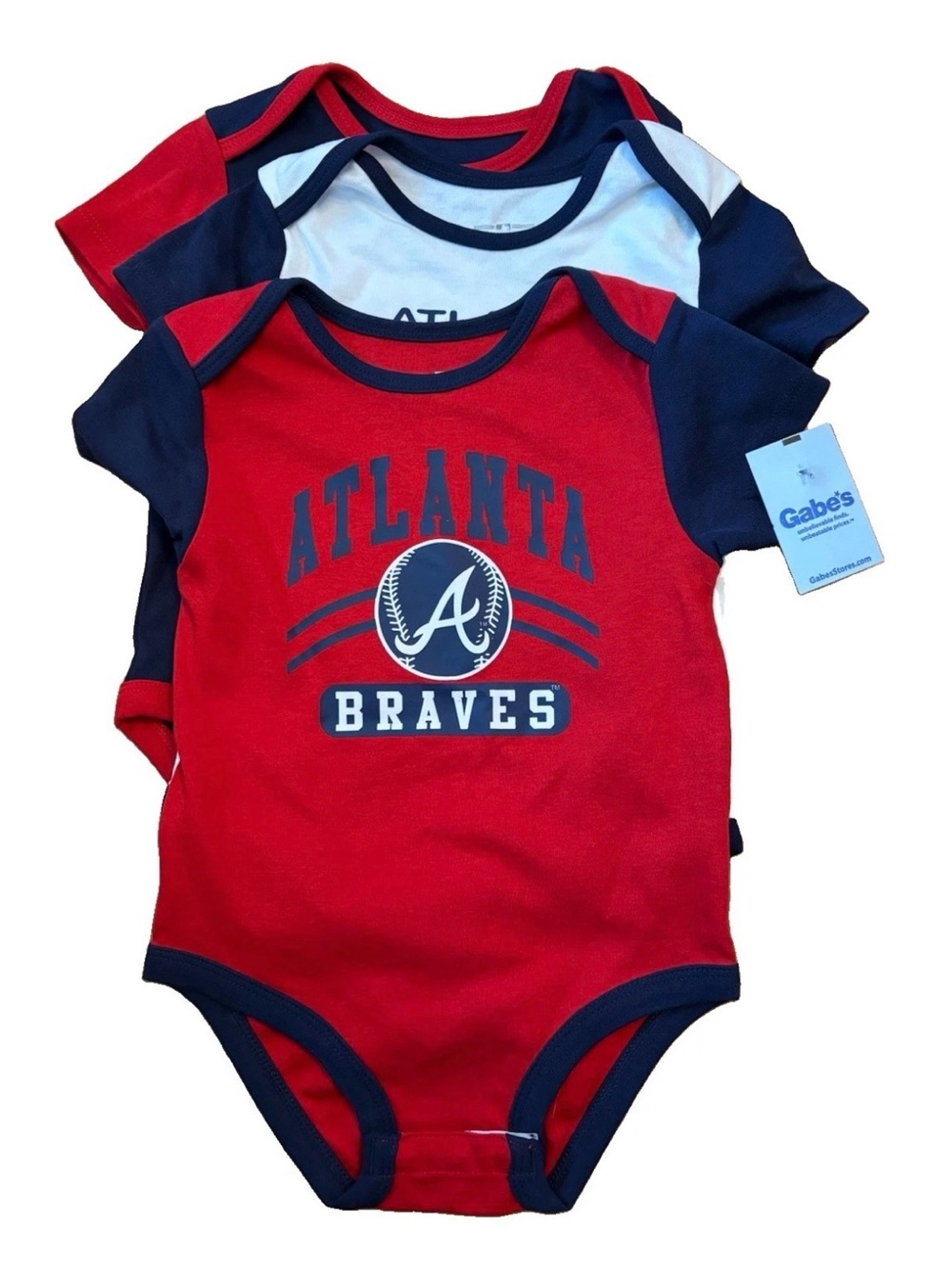 Atlanta Braves Baby Boys 3-Pack Bodysuits - 12 Months